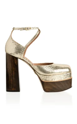 Disco Mary Jane Platform In Gold Metallic Leather